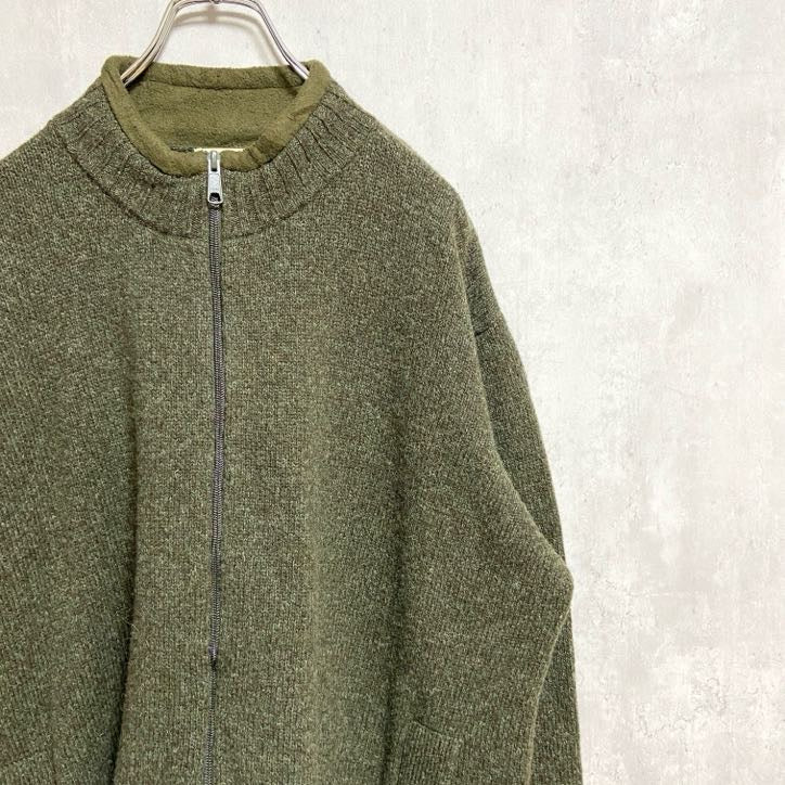 古着 used　WOOLRICH　ウールリッチ　長袖フルジップニット　セーター　ノームコア　緑　グリーン　秋冬服　Lサイズ