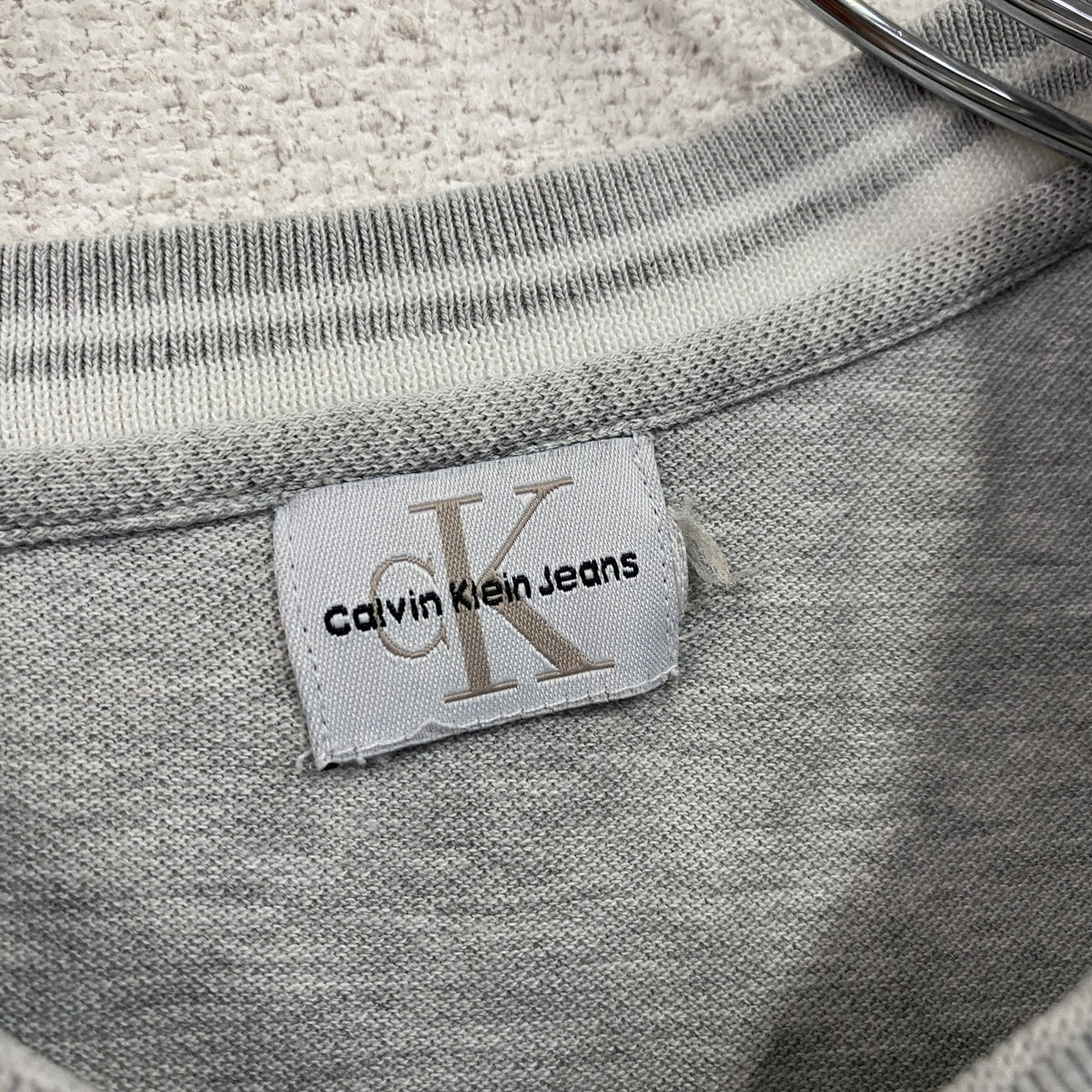 90s　Calvin Klein Jeans　カルバンクラインジーンズ　半袖Tシャツ　Vネック　ヴィンテージ　灰色　グレー　Mサイズ　