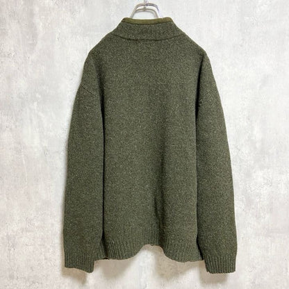 古着 used　WOOLRICH　ウールリッチ　長袖フルジップニット　セーター　ノームコア　緑　グリーン　秋冬服　Lサイズ