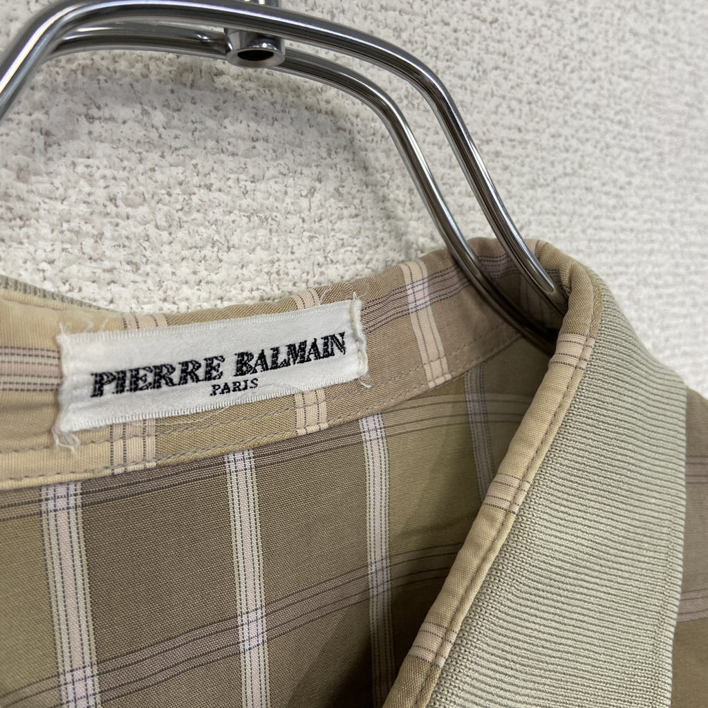 PIERRE BALMANI　ピエールバルマン　長袖シャツ　チェック柄　総柄　ベージュ　古着