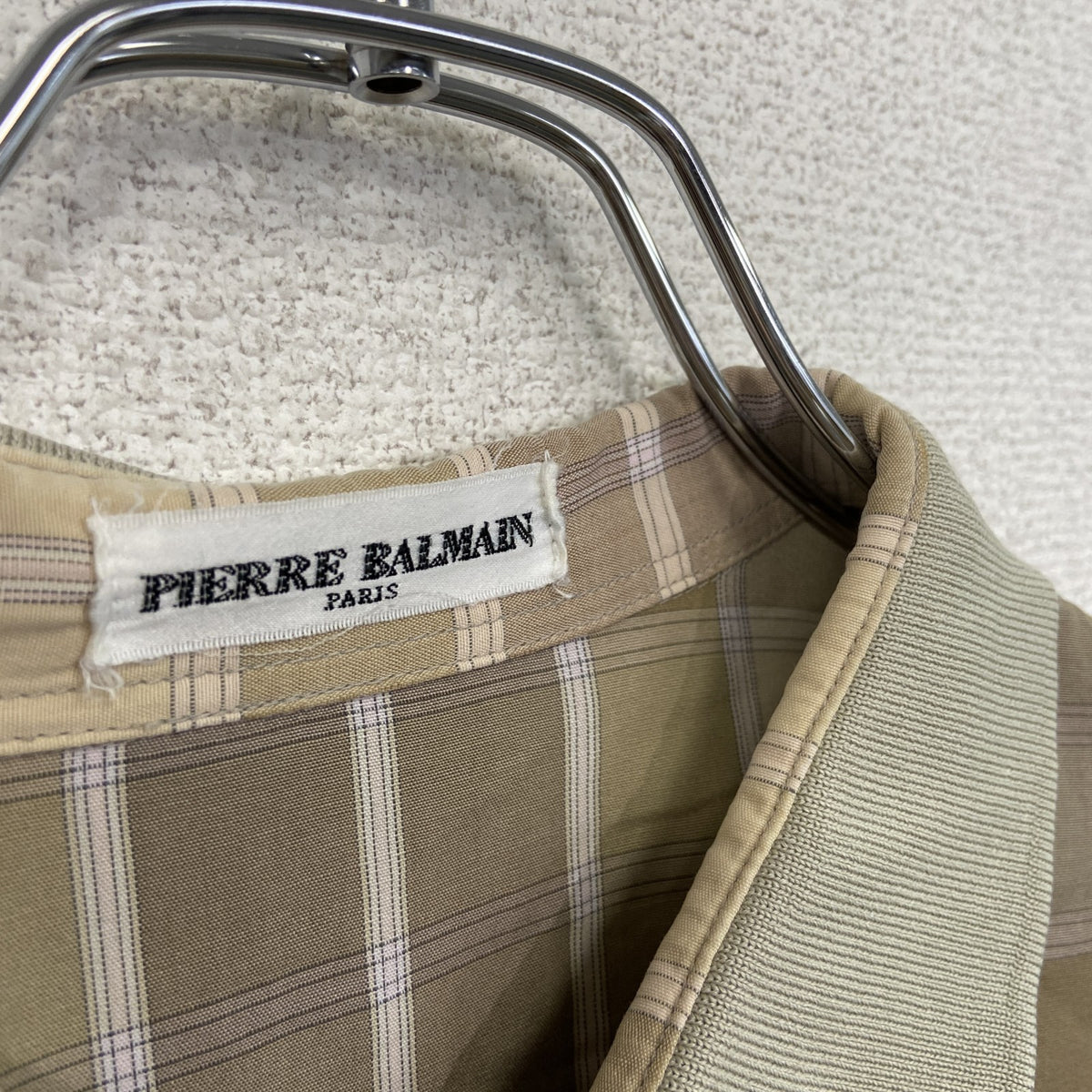 PIERRE BALMANI　ピエールバルマン　長袖シャツ　チェック柄　総柄　ベージュ　古着