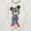 Disney　ディズニー　半袖ビッグデザインプリントTシャツ　ミッキーマウス　Mickey　白　ホワイト　Sサイズ　古着