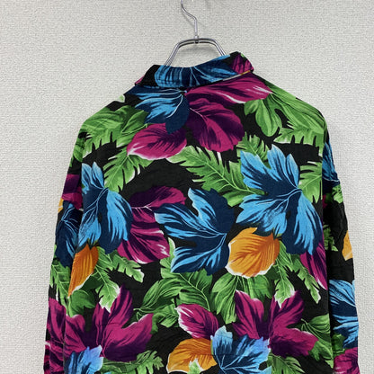 CARDCHE　長袖総柄デザインシャツ　マルチカラー　黒　ブラック　2XLサイズ