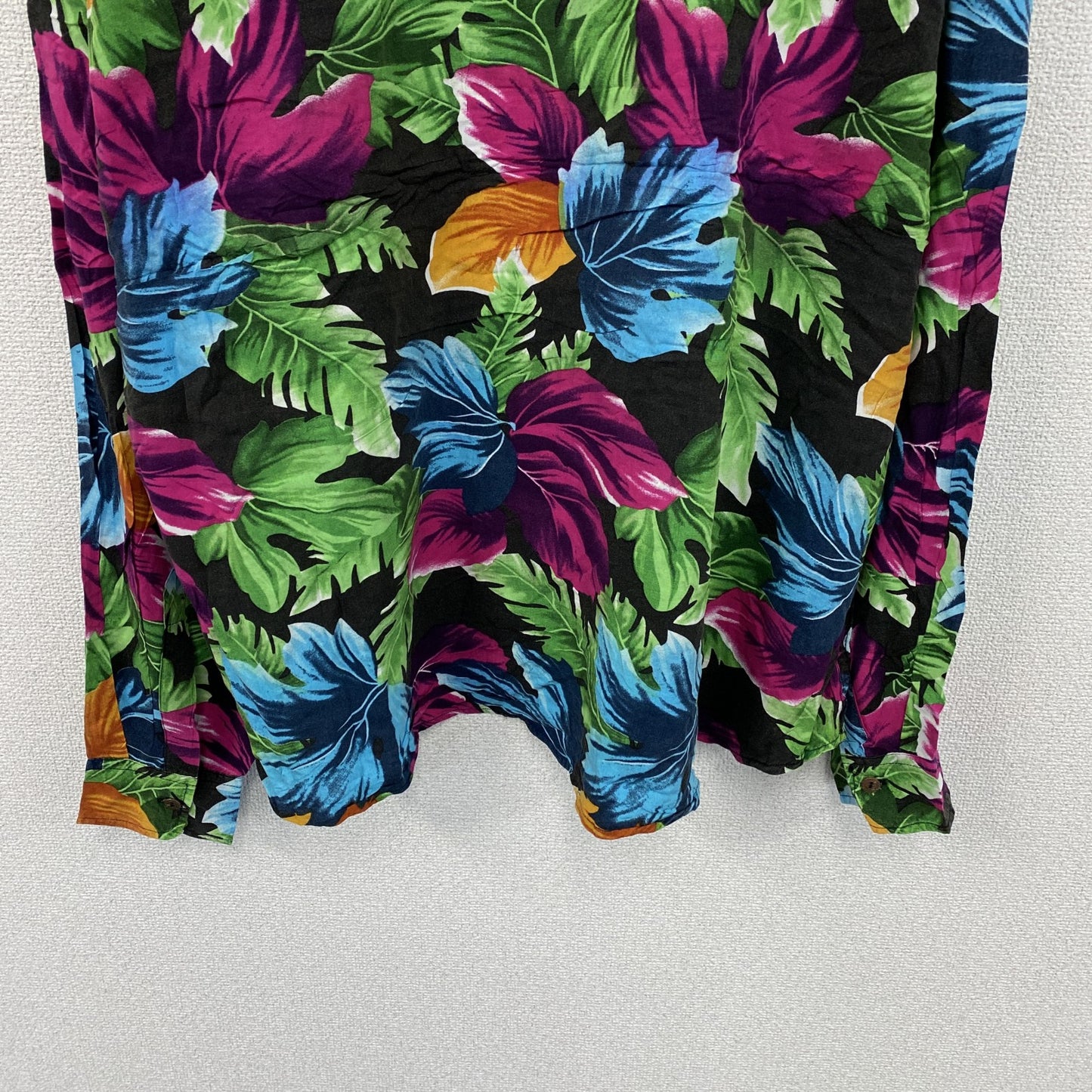 CARDCHE　長袖総柄デザインシャツ　マルチカラー　黒　ブラック　2XLサイズ