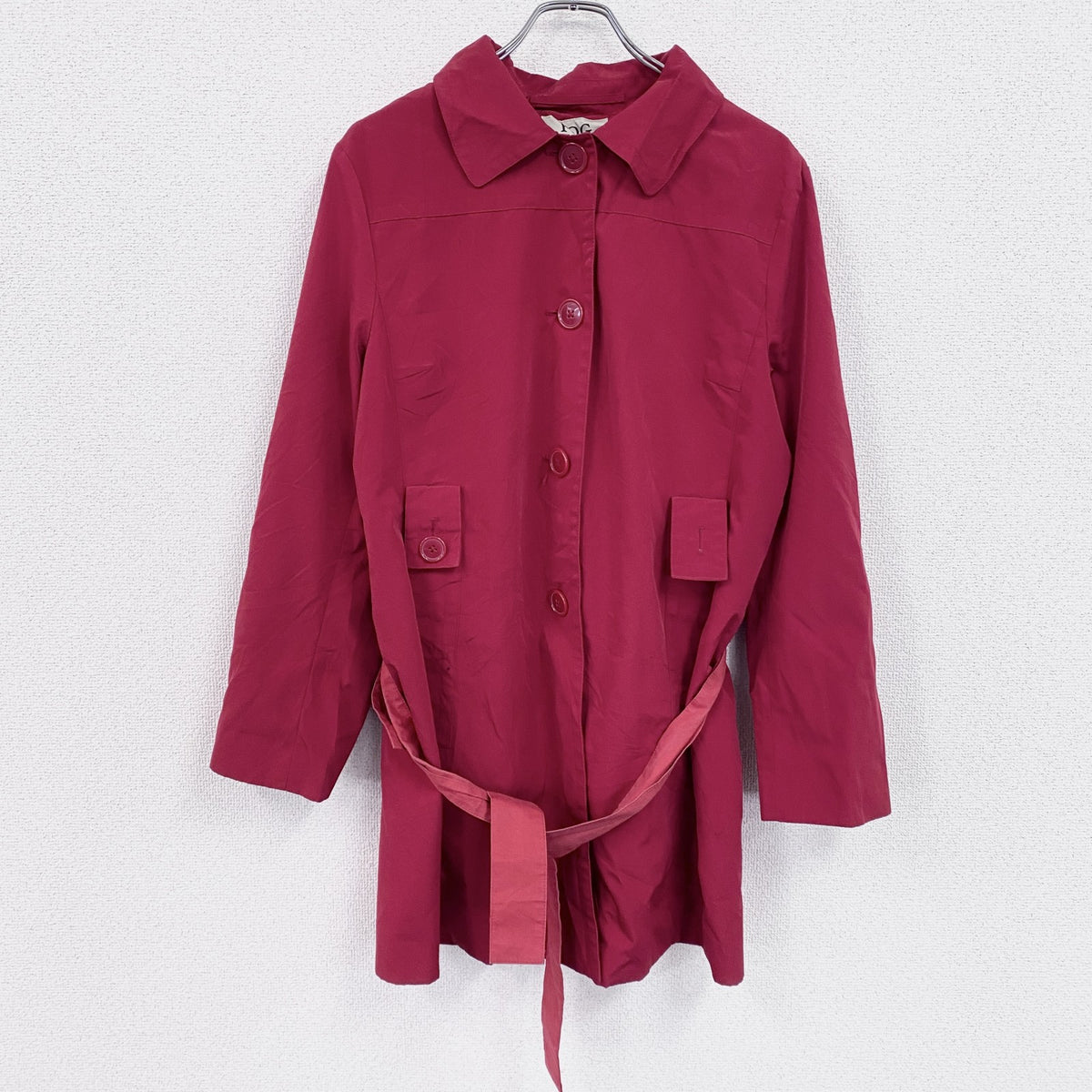 LONDON FOG　ロンドンフォグ　ステンカラーコート/バルマカーンコート　赤　レッド　Lサイズ　古着