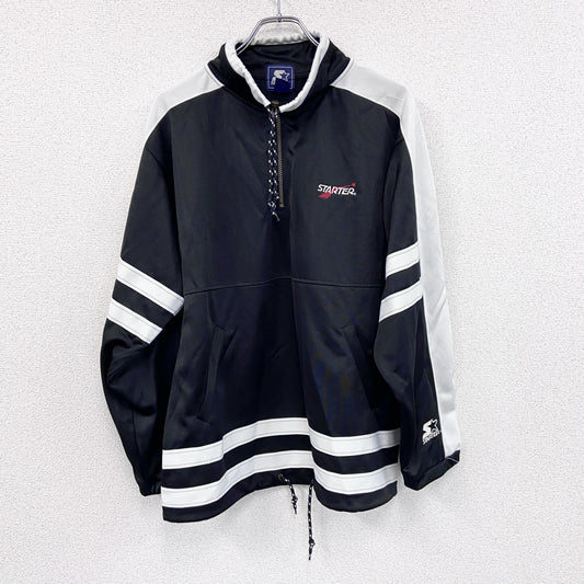 90s　STARTER　スターター　ハーフジップトラックジャケット/ジャージ　ヴィンテージ　黒　ブラック　Lサイズ