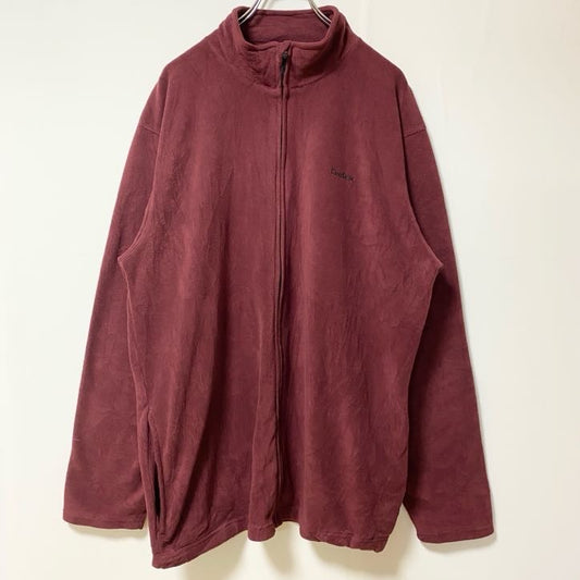 古着 used　Reebok リーボック　長袖フルジップフリースジャケット　ボルドー　ロゴ刺　ハイネック　XLサイズ