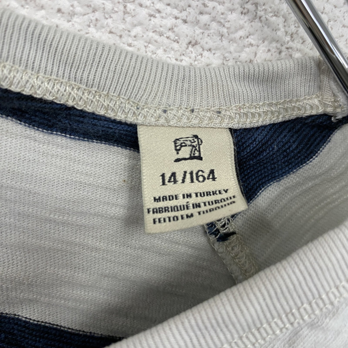 SCOTCH SHRUNK　長袖プリントTシャツ　ボーダー柄　白　ホワイト　紺　ネイビー　古着