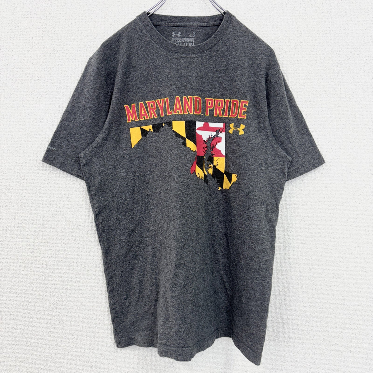 UNDER ARMOUR アンダーアーマー　半袖プリントTシャツ　グレー　灰色　クルーネック　コットン　Lサイズ　古着