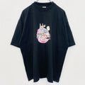 Hanes　ヘインズ　半袖デザインプリントTシャツ　クルーネック　電車　黒　ブラック　春夏服　XLサイズ　古着