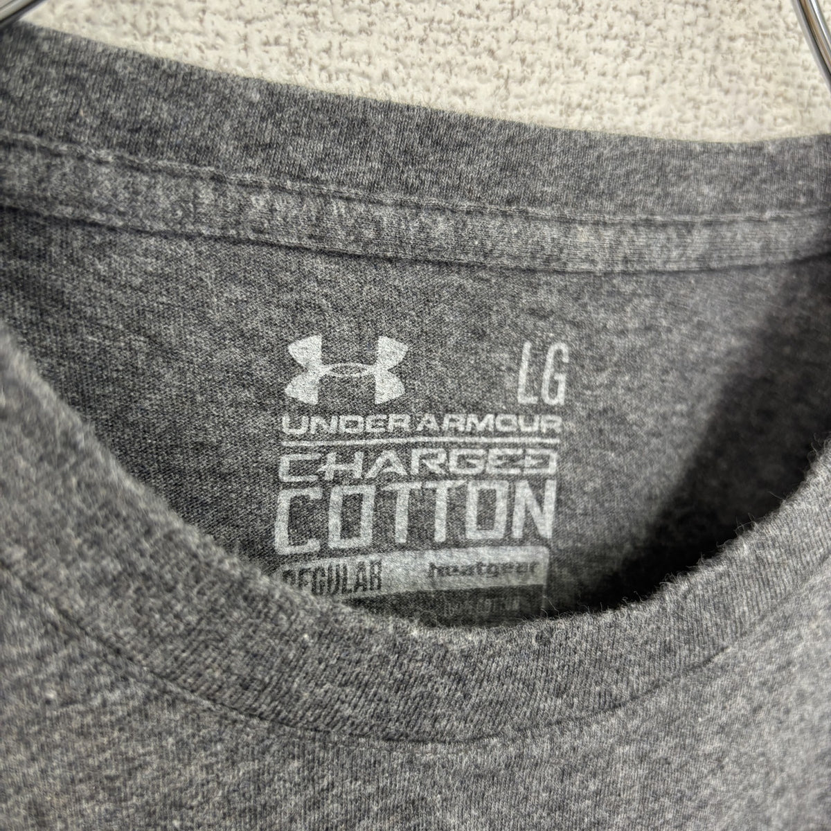 UNDER ARMOUR アンダーアーマー　半袖プリントTシャツ　グレー　灰色　クルーネック　コットン　Lサイズ　古着