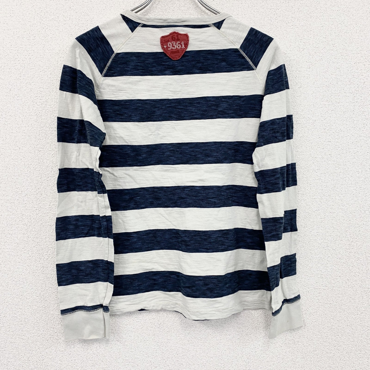 SCOTCH SHRUNK　長袖プリントTシャツ　ボーダー柄　白　ホワイト　紺　ネイビー　古着