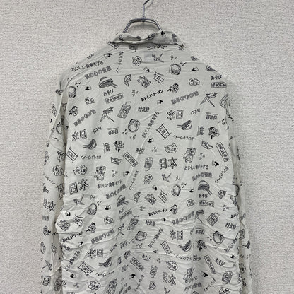 CARDCHE　長袖総柄デザインシャツ　白　ホワイト　黒　ブラック　2XLサイズ