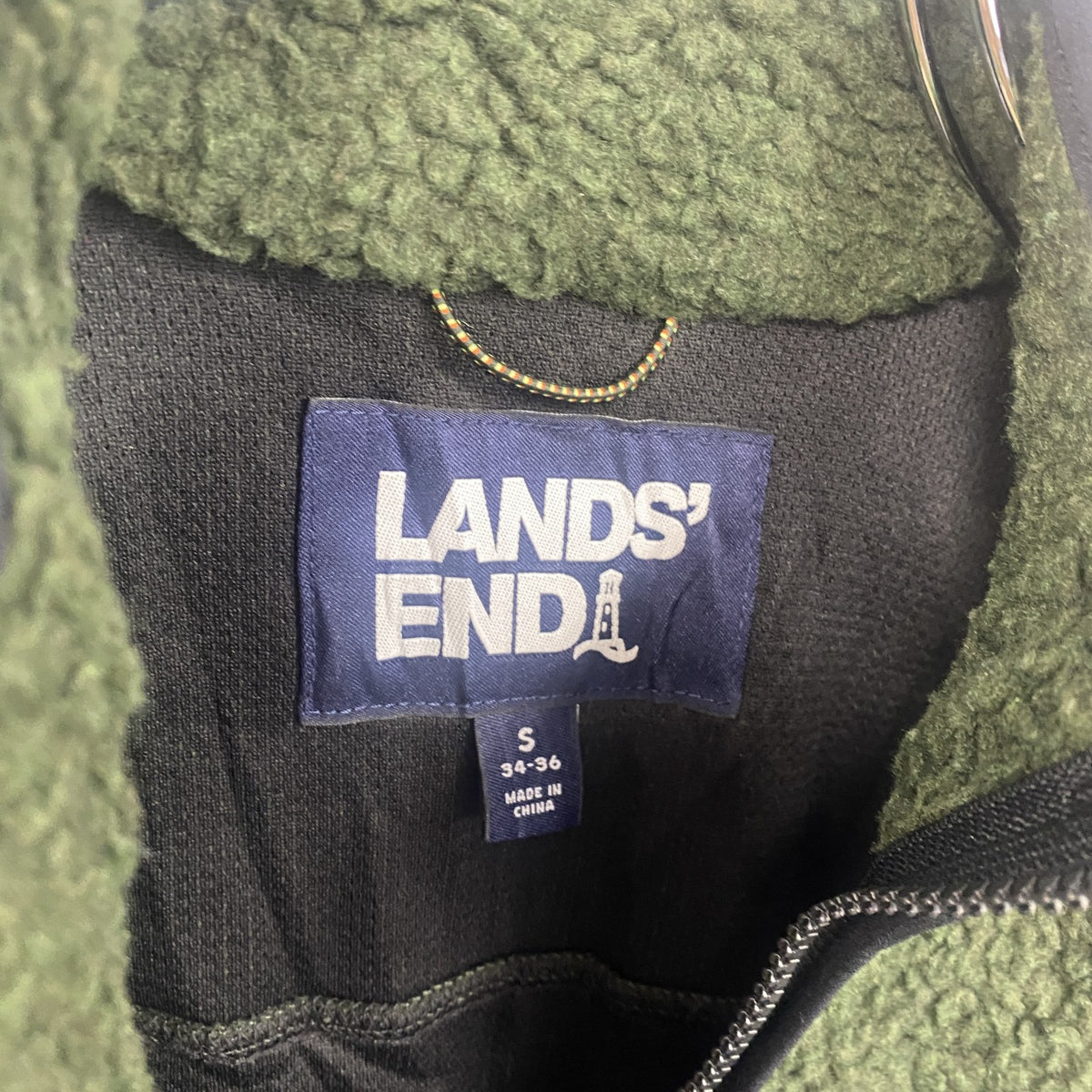 LAND’S END　ランズエンド　フリースジャケット/ボアジャケット　緑　グリーン　Sサイズ　古着