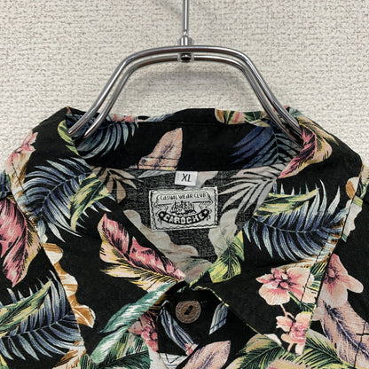 CARDCHE　長袖総柄デザインシャツ　マルチカラー　黒　ブラック　XLサイズ