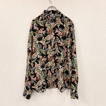 CARDCHE　長袖総柄デザインシャツ　マルチカラー　黒　ブラック　XLサイズ