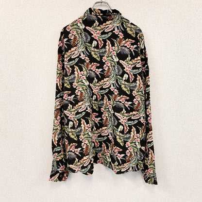 CARDCHE　長袖総柄デザインシャツ　マルチカラー　黒　ブラック　XLサイズ