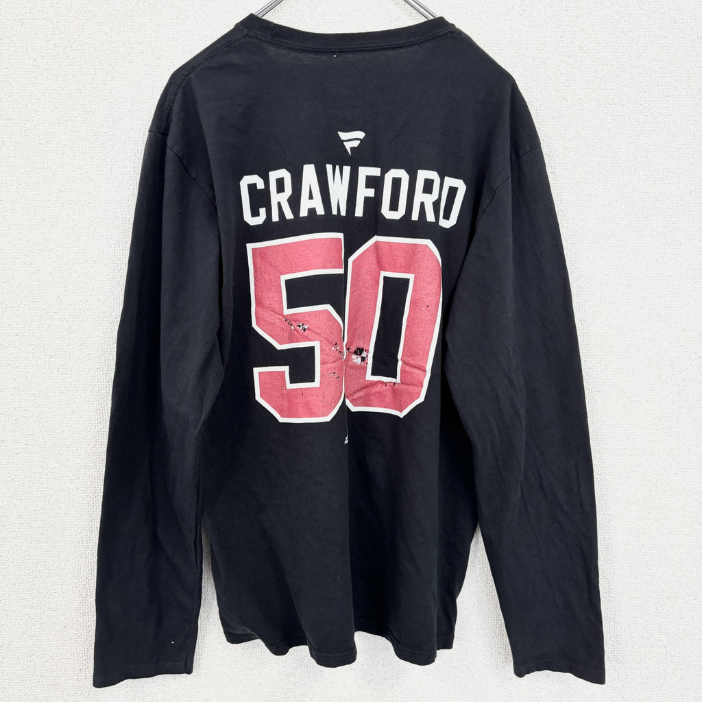 NHL シカゴブラックホークス　アイスホッケー　長袖オフィシャルプリントTシャツ　ロンＴ　黒　ブラック　Ｍサイズ　古着