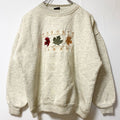EDHAR　長袖刺繍デザインスウェット　クルーネックトレーナー　ベージュ　カナダ　トロント　Mサイズ　古着