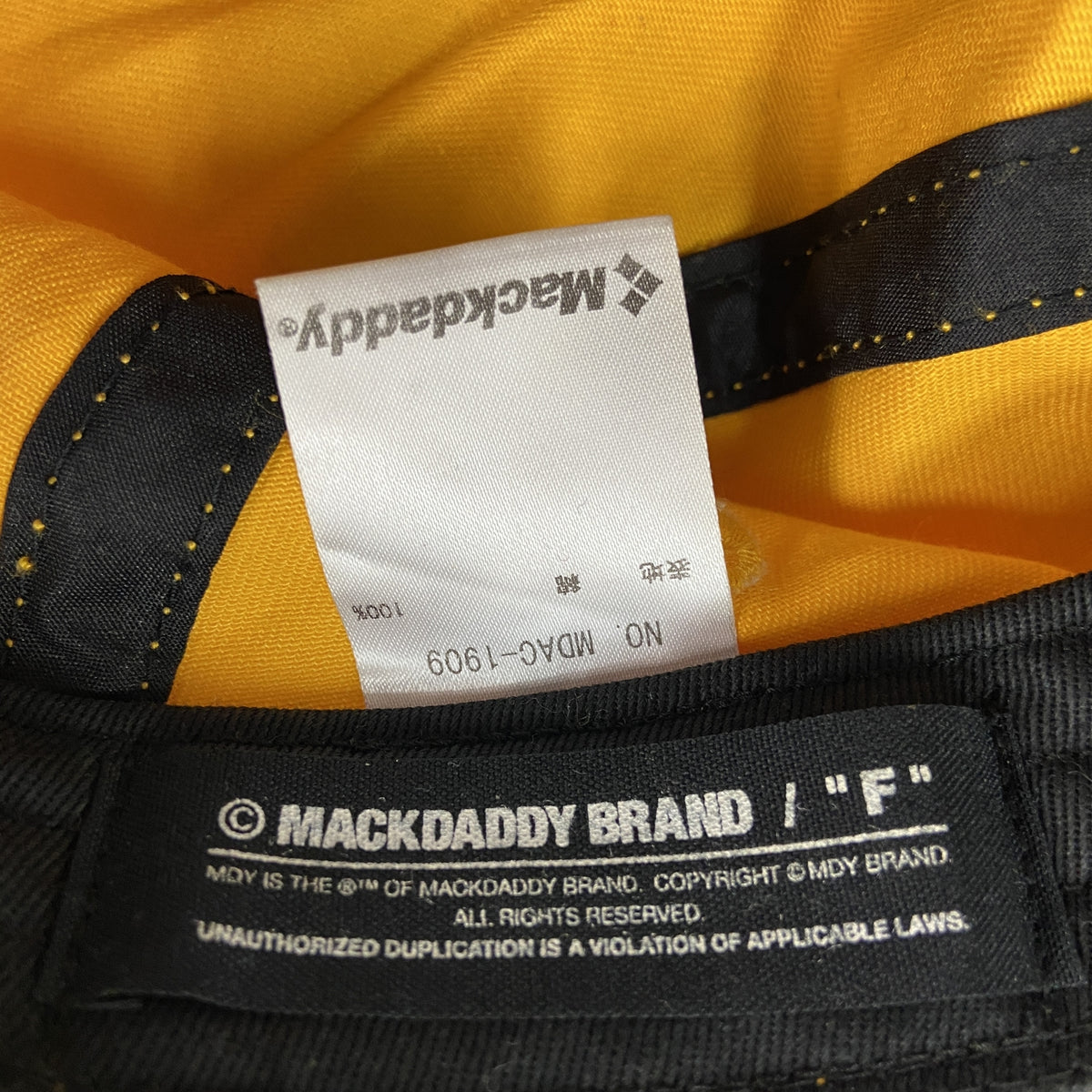 MACKDADDY　6パネルキャップ　ベースボールキャップ　黄色　イエロー　Fサイズ　古着