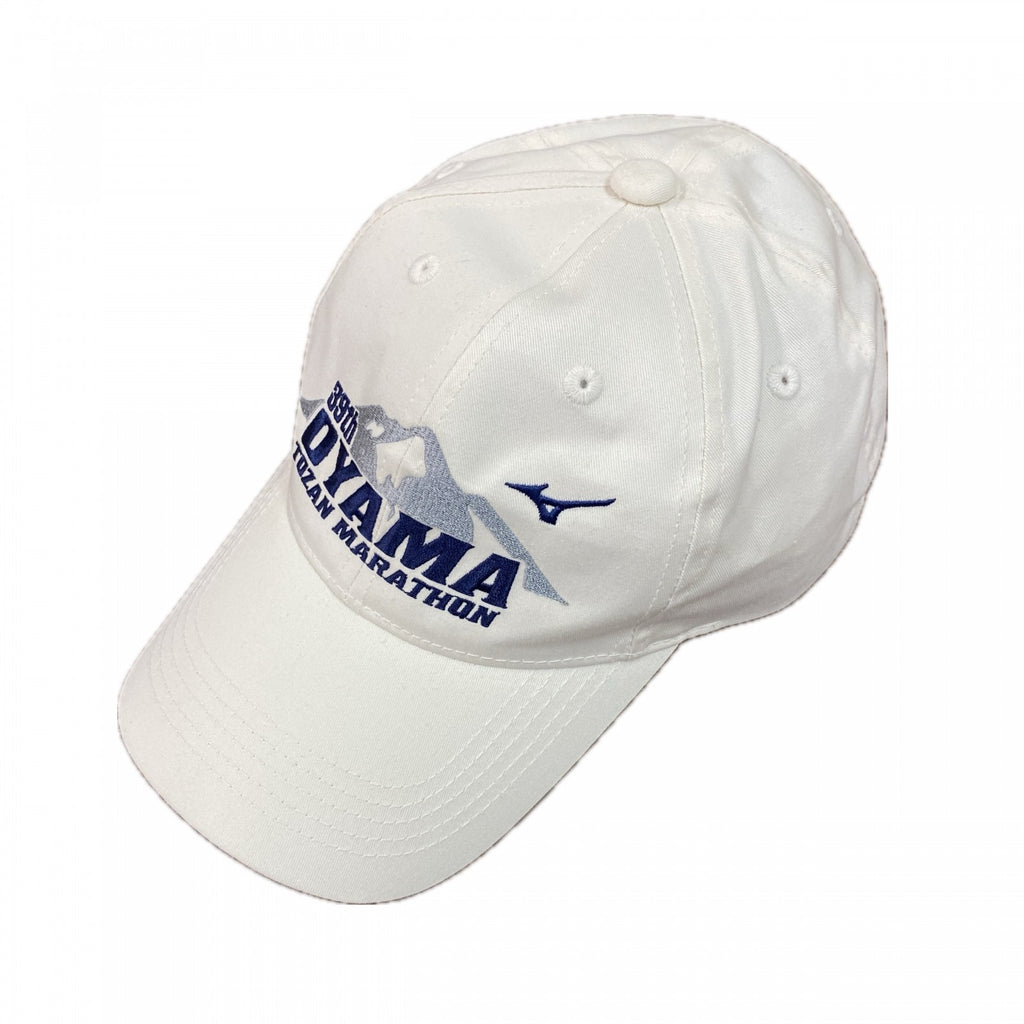 MIZUNO　ミズノ　第39回大山登山マラソン大会　6パネルキャップ　ベースボールキャップ　刺繍ロゴ　白　ホワイト　フリーサイズ　古着
