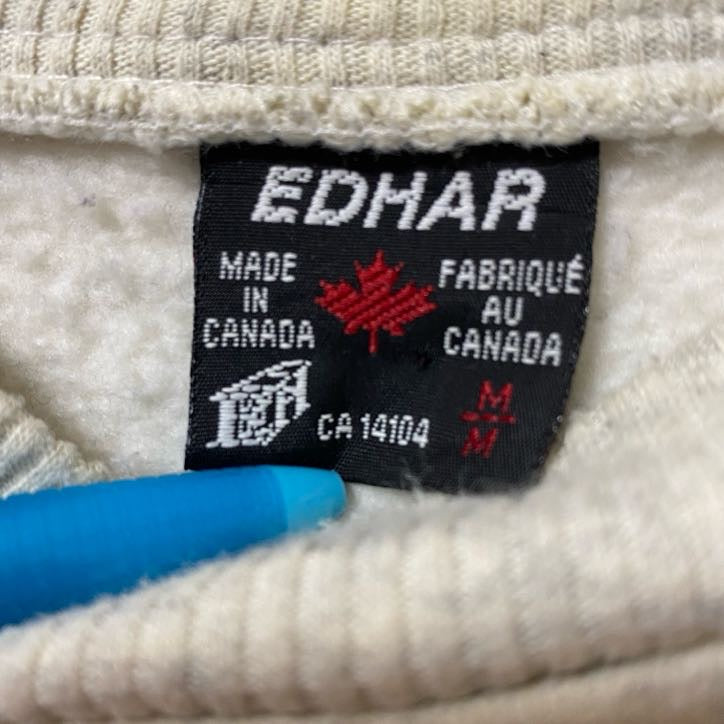 EDHAR　長袖刺繍デザインスウェット　クルーネックトレーナー　ベージュ　カナダ　トロント　Mサイズ　古着