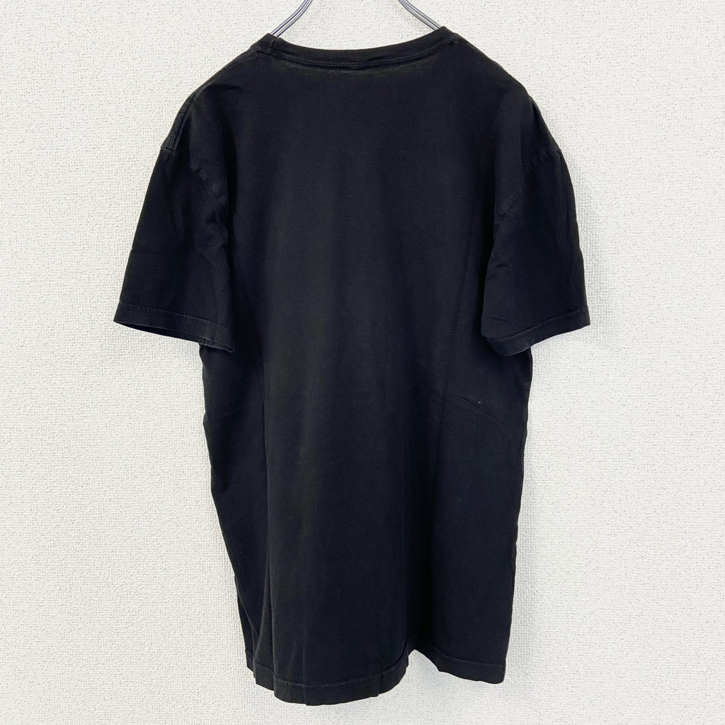 RIOT SOCIETY　半袖プリントTシャツ　クルーネック　エスニックデザイン　黒　ブラック　レトロ　Mサイズ　古着