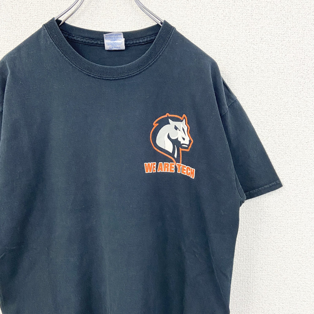 GILDAN ギルダン　半袖プリントデザインTシャツ　クルーネック　WE ARE TECH　黒　ブラック　Mサイズ　古着