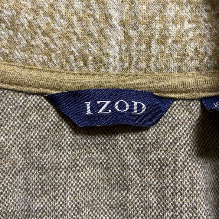 古着 used　IZOD　アイゾッド　長袖ハーフジップスウェット　トレーナー　千鳥格子柄　茶色　ブラウン　秋冬服　Sサイズ