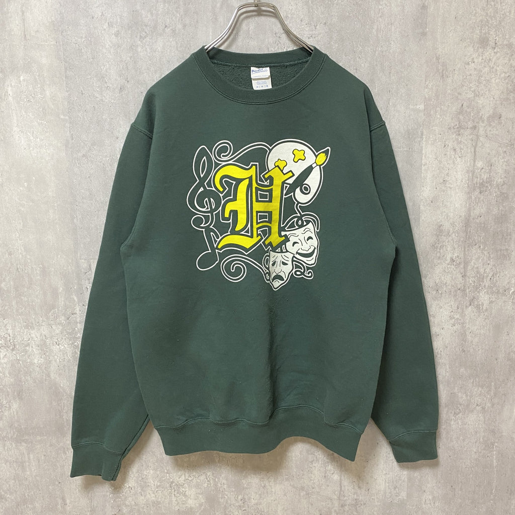 PORT＆COMPANY　スウェット/トレーナー　音符　ツーフェイス　仮面　緑　グリーン　Mサイズ　古着