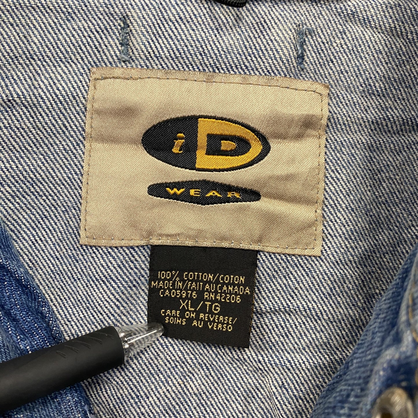 ～00s　iD WEAR　デニムスタジャン/スタジアムジャケット　切替　ヴィンテージ　インディゴ　赤　レッド　XLサイズ