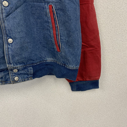 ～00s　iD WEAR　デニムスタジャン/スタジアムジャケット　切替　ヴィンテージ　インディゴ　赤　レッド　XLサイズ