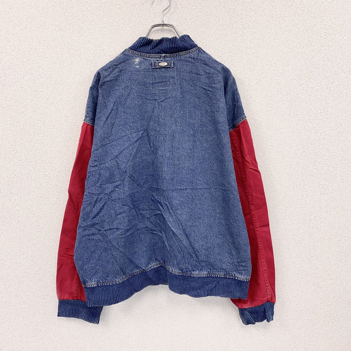 ～00s　iD WEAR　デニムスタジャン/スタジアムジャケット　切替　ヴィンテージ　インディゴ　赤　レッド　XLサイズ