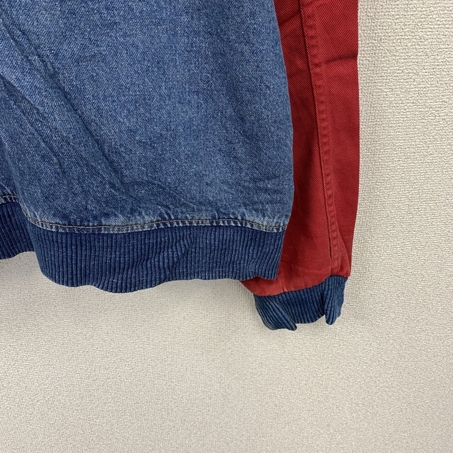 ～00s　iD WEAR　デニムスタジャン/スタジアムジャケット　切替　ヴィンテージ　インディゴ　赤　レッド　XLサイズ
