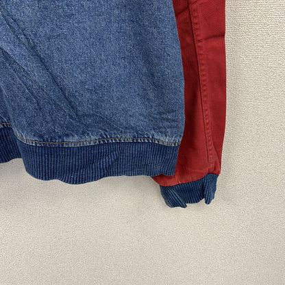 ～00s　iD WEAR　デニムスタジャン/スタジアムジャケット　切替　ヴィンテージ　インディゴ　赤　レッド　XLサイズ