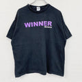 DELTA　デルタ　半袖プリントパロディTシャツ　WINNERTシャツ　英字プリント　クルーネック　黒　ブラック　XLサイズ カットソー メンズ コットン 古着