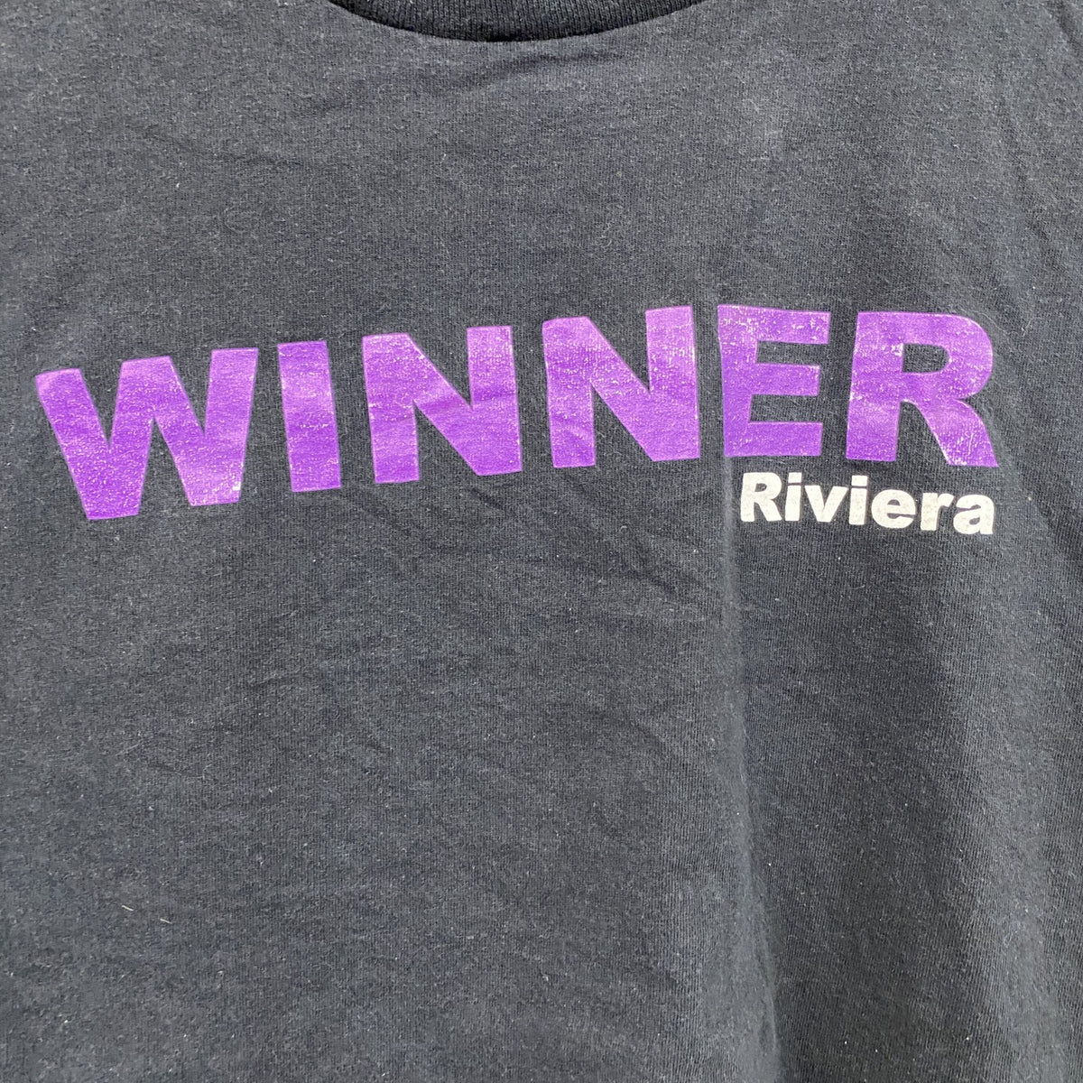 DELTA　デルタ　半袖プリントパロディTシャツ　WINNERTシャツ　英字プリント　クルーネック　黒　ブラック　XLサイズ カットソー メンズ コットン 古着
