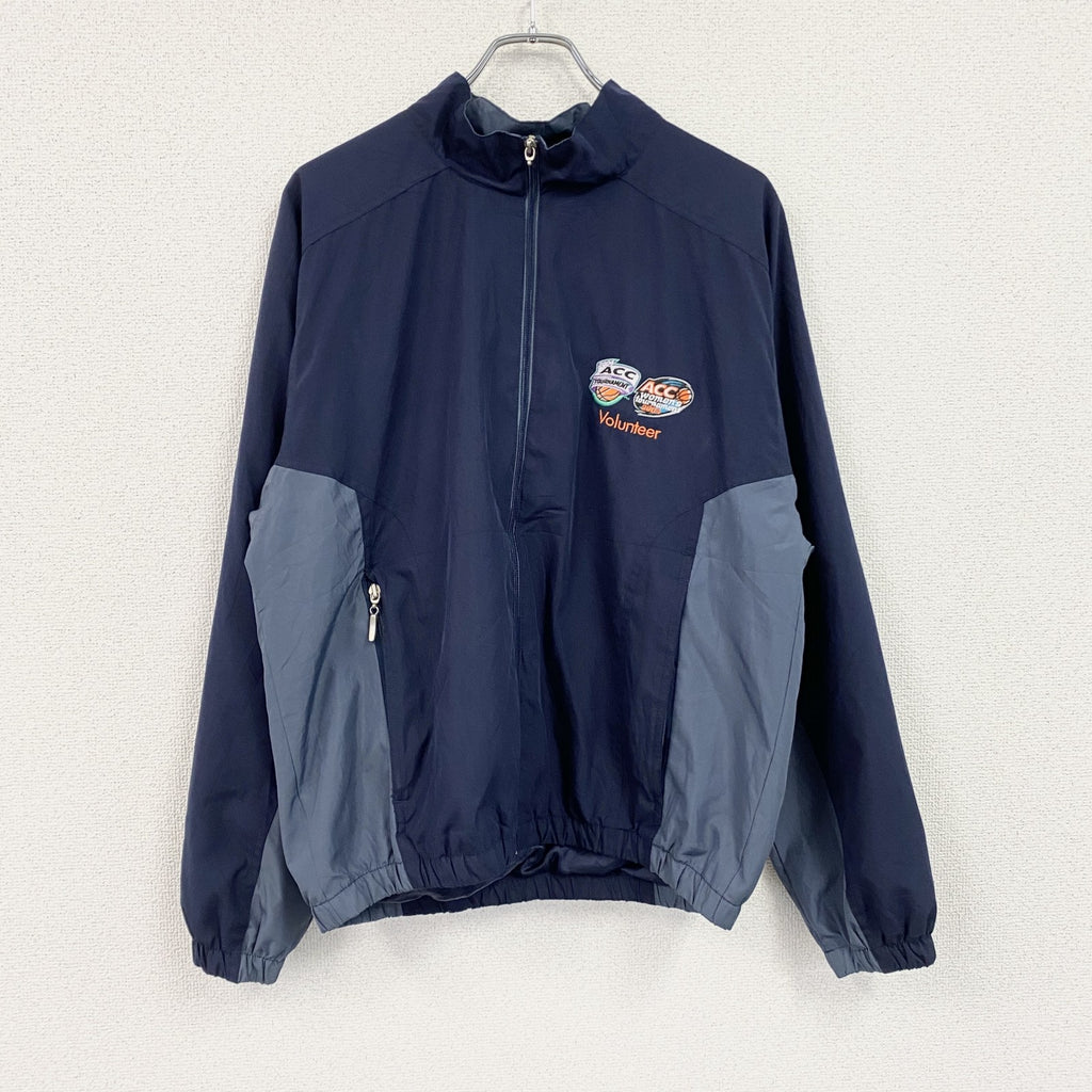 GEAR　フルジップジャケット　刺繍ロゴ　ワッペン　ラグランスリーブ　紺　ネイビー　Mサイズ　古着