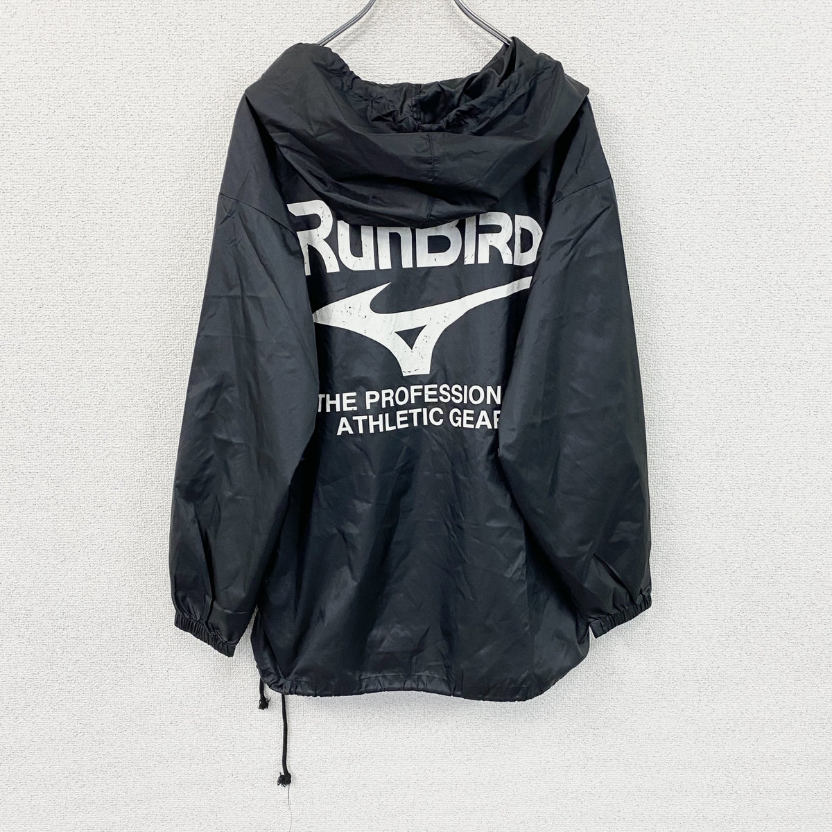 RUNBIRD　MIZUNO　ランバード　ミズノ　ナイロンプルオーバージャケット　黒　ブラック　Mサイズ ウインドブレーカー ナイロンアウター メンズ 古着