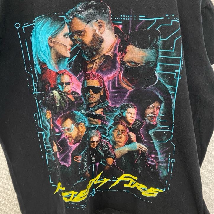 SOL’S　半袖プリントゲームTシャツ　Friendly Fire　ビックデザイン　クルーネック　黒　ブラック　Sサイズ　古着