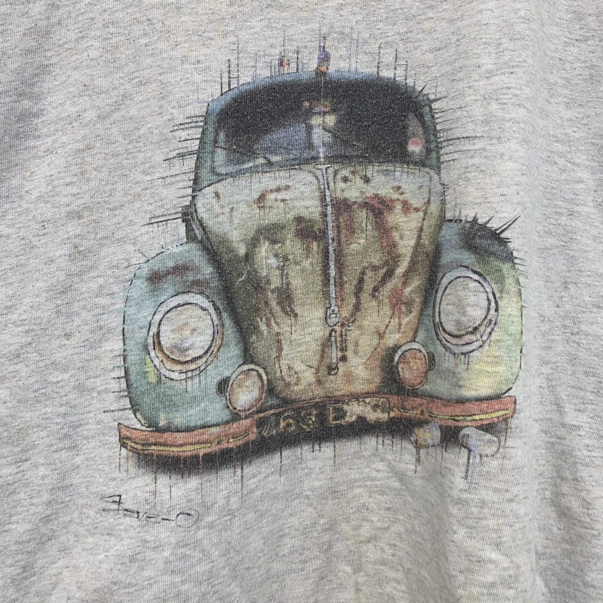 GILDAN　ギルダン　半袖プリントイラストTシャツ　Vintage Tatra T87　灰色　グレー　XLサイズ　古着