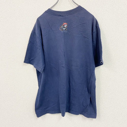 00s　CRAZY SHIRT　半袖プリントアニマルＴシャツ　シングルステッチ　ヴィンテージ　紺　ネイビー　Mサイズ　古着