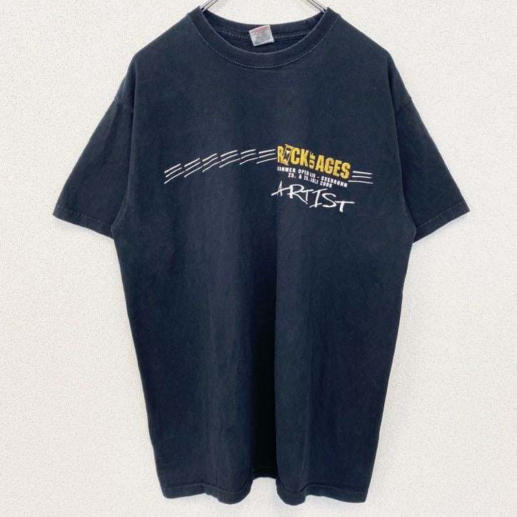 FRUIT OF THE LOOM　フルーツオブザルーム　半袖Tシャツ　両面プリント　12連プリント　黒　ブラック　Lサイズ　古着