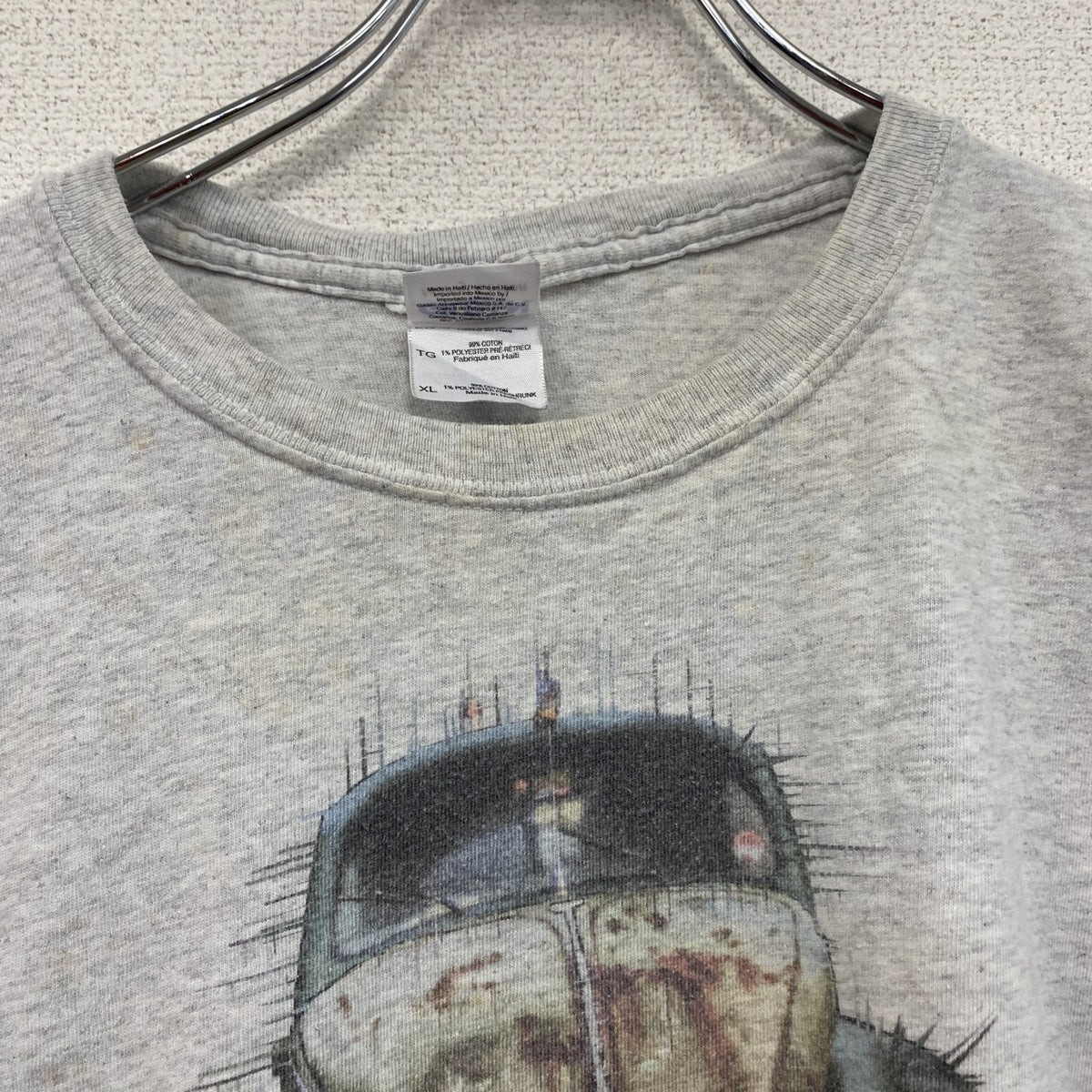 GILDAN　ギルダン　半袖プリントイラストTシャツ　Vintage Tatra T87　灰色　グレー　XLサイズ　古着