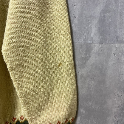 ～80s　Husfliden　ノルウェー製　ヴィンテージ　長袖カーディガン　ニットセーター　ノルディック　Mサイズ