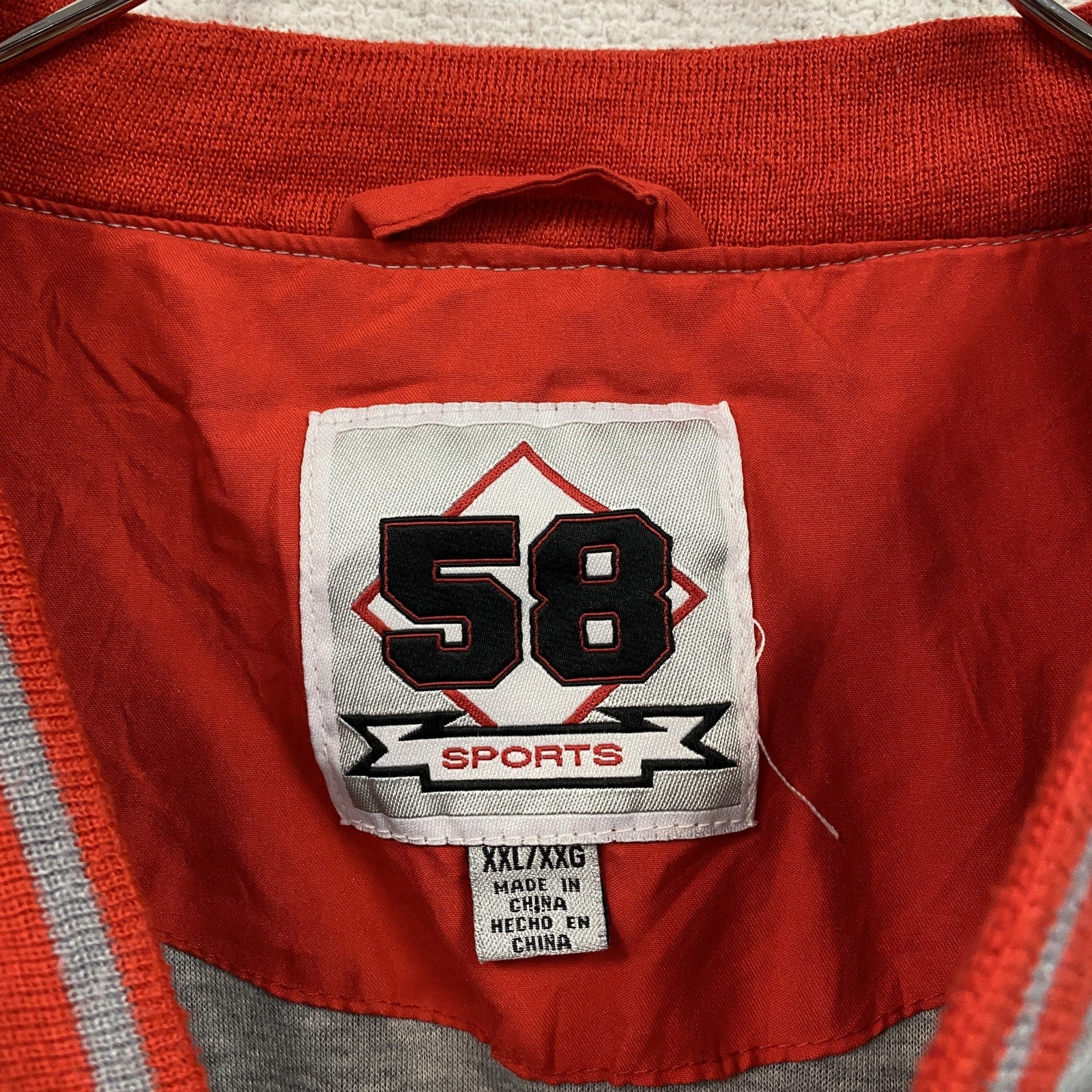 90s～　58 SPORTS　プルオーバージャケット　アーチプリント　ヴィンテージ　灰色　グレー　赤　レッド　2XLサイズ　古着