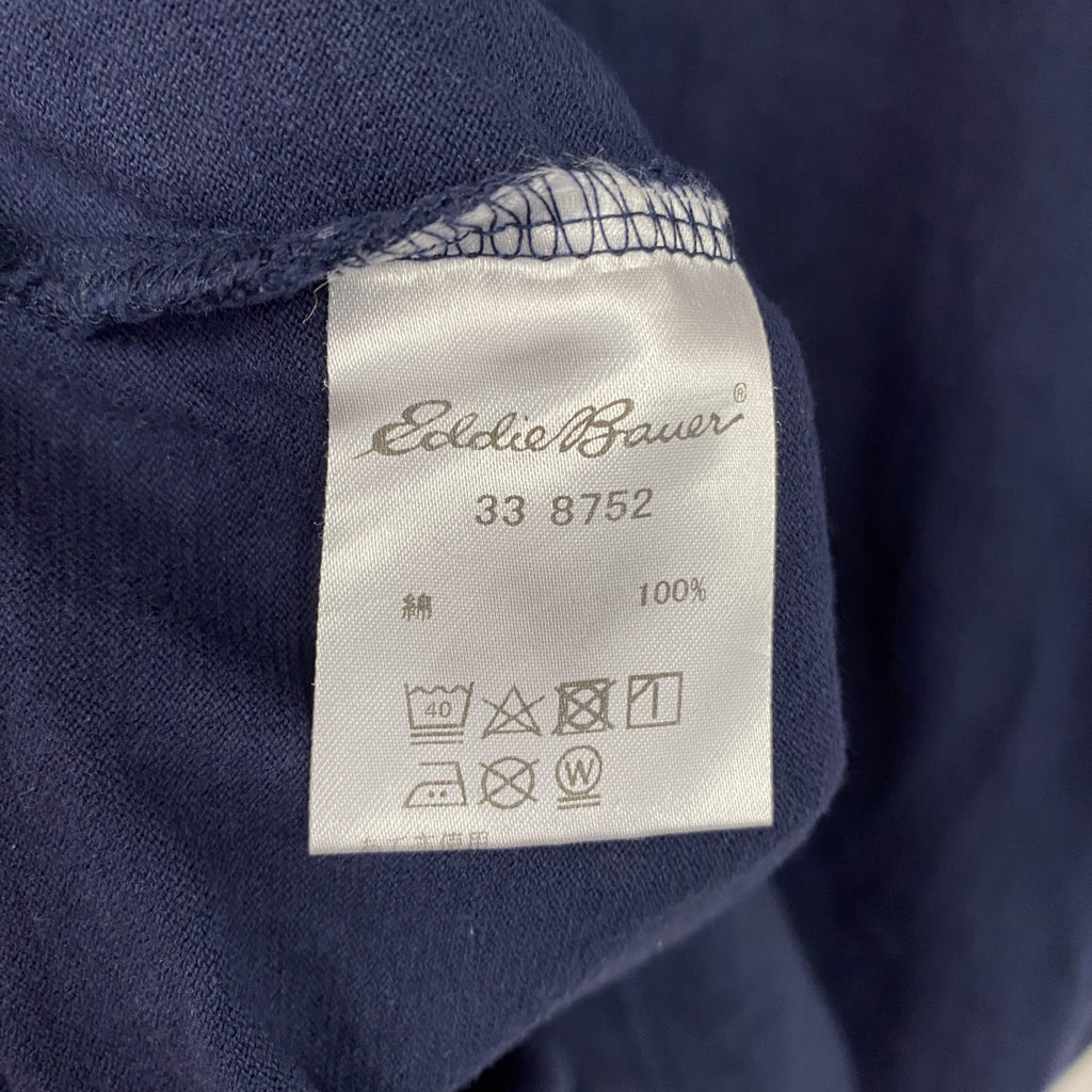 Eddie Bauer　エディーバウアー　半袖プリントTシャツ　デカロゴ　ロゴプリント　紺　ネイビー　Lサイズ　古着
