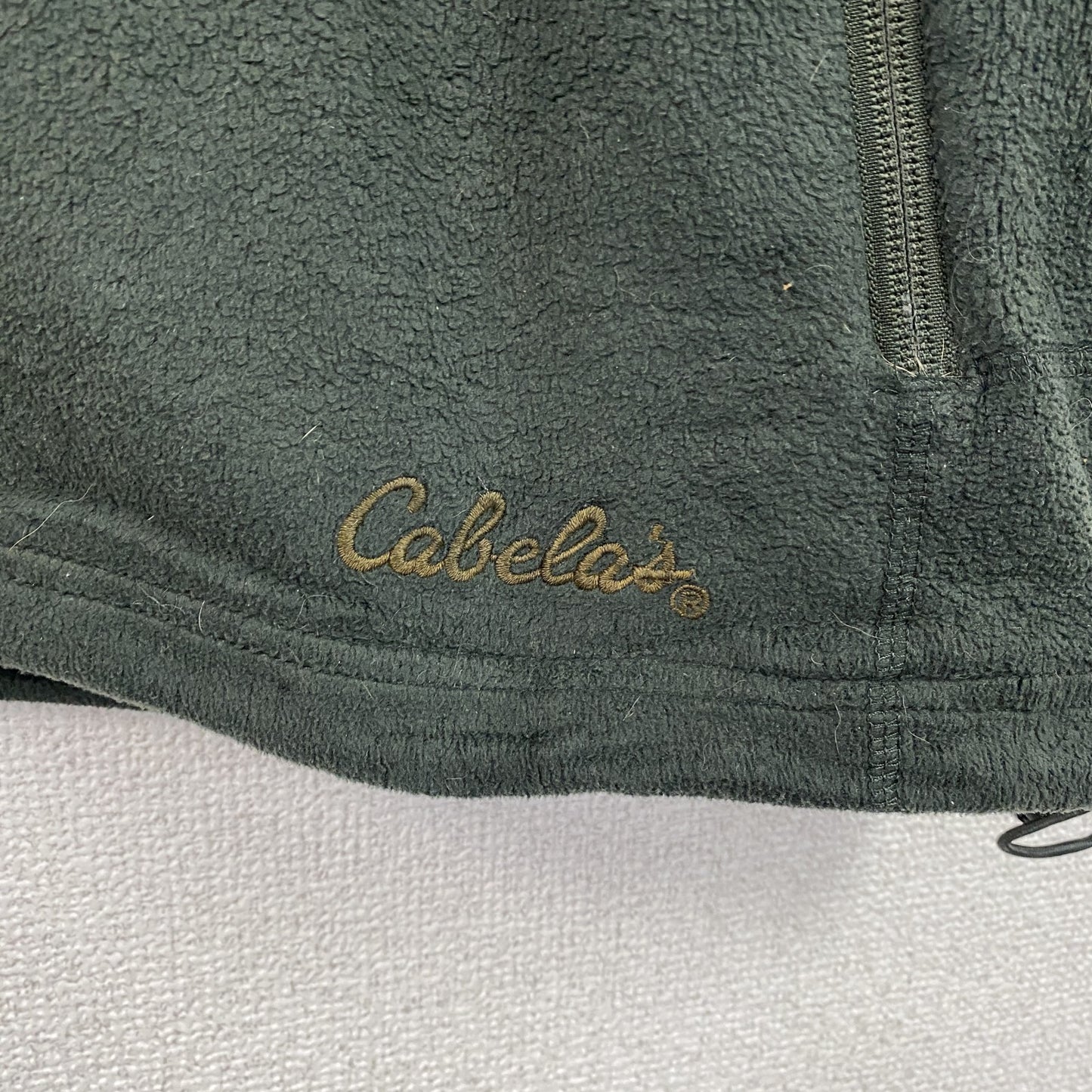 Cabela’ｓ　カベラス　フリースベスト/ボアベスト　刺ロゴ　無地　緑　グリーン　XLサイズ