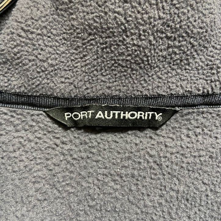 Port Authority　ハーフジップフリースジャケット/ボアジャケット　ワンポイント　刺繍ロゴ　ビッグシルエット　ダークグレー　古着