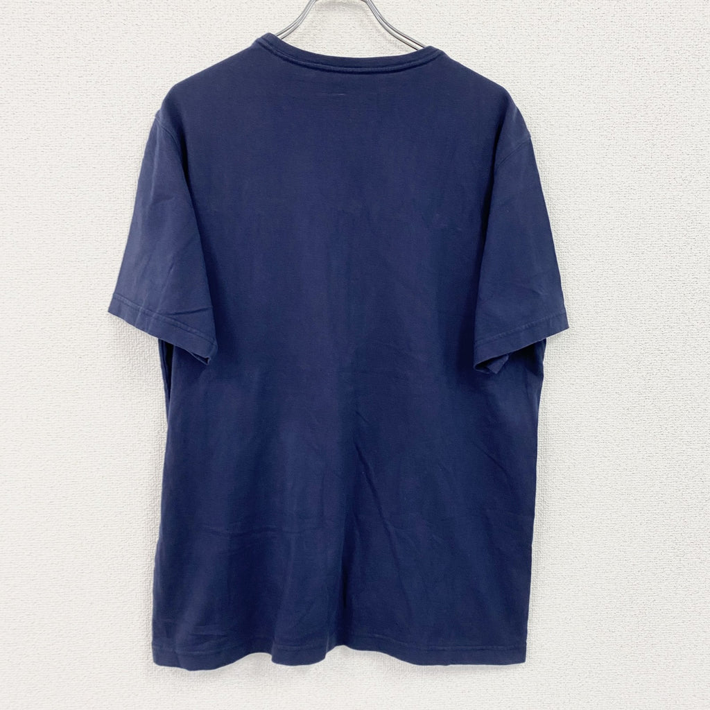 Eddie Bauer　エディーバウアー　半袖プリントTシャツ　デカロゴ　ロゴプリント　紺　ネイビー　Lサイズ　古着